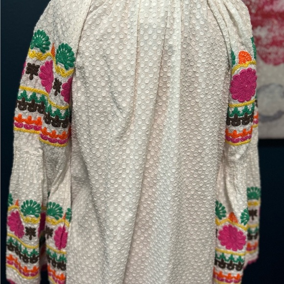 Anthropologie Ivy Jane Embroidered Boho Blouse - White and Pink M - Picture 4 of 7
